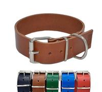 BUB’S - Collar de Cuero para Perro - Material Vacuno Suave Resistente (L 37 a 46cm - Ancho 40mm, Marrón)
