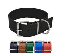 BUB’S - Collar de Cuero para Perro - Material Vacuno Suave Resistente (L 37 a 46cm - Ancho 40mm, Negro)