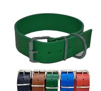 BUB’S - Collar de Cuero para Perro - Material Vacuno Suave Resistente (L 37 a 46cm - Ancho 40mm, Verde)