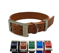 BUB’S - Collar de Cuero para Perro Mediano - Material Vacuno Suave Resistente (M 31 a 43cm - Ancho 25mm, Marrón)