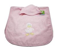 Bubabù ACC025-ROS - Albornoz poncho para niño de rizo con capucha bordada, 100% algodón, fabricado en Italia, rosa, 45 x 47 cm