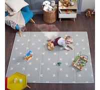 Bubba Bear - Alfombra de desarrollo, de juego, de suelo, para bebé, XXL, espuma gruesa, plegable, reversible, para motricidad y desarrollo sensorial, regalo (200 x 150 cm, gris)
