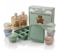 Bubba Bear Juego de recipientes de almacenamiento de alimentos para bebés, bandeja de congelador, bolsas reutilizables y pequeñas ollas de silicona de 4 onzas con tapas para niños pequeños, moldes de