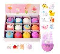 Bubble Bath Balls - Limpiador corporal relajante de 12 piezas, 12 bubble bath fizzies con juguetes y mezcla de aceite, jabón suave de piel premium, para niños Spa Surprise para tubs y hoteles de viaje