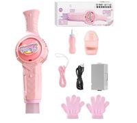 Bubble Blower Machine, Automatic Bubble Maker, Rechargeable Bubbles Toy, High-Output Fun for Backyard Games, Kids Birthday Wedding Party Supplies ToddlerFriendly, 25x6.5x9.5cm Pink Green