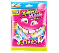 Bubble Gum & Tattoos 125 g de goma de mascar envueltos individualmente con pegatinas de tatuaje