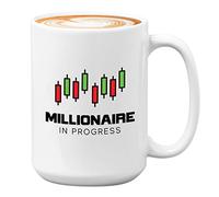 Bubble Hugs Stock Trader - Taza de café de 425.2 g, color blanco, millonario en progreso, comercio inspirador día comerciante bursátil corredores mercado moneda digital