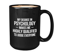 Bubble Hugs Taza de café Psicóloga, 425.2 g, color negro, My Degree In Psychology, psicología, estudiante, escuela, graduación, psiquiatra, hipno, terapeuta, clínica, salud mental, personalidad