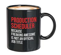 Bubble Hugs Taza de café Scheduler - Programador de producción Porque - para secretario administrativo ocupación significativa trabajador 325 ml negro