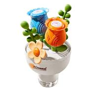 Bubble Machine for Kids, Flower Bouquet Bubble Maker Interactive Toys, Battery Operated Play Set with Bubbles Solution and Colorful Lights, Fun Outdoor Activity for Backyard, Garden