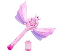 Bubble Machine Wand, Angel Wings Blower Stick, for Musical Light Up Feature, Battery Powered Foam Maker, Outdoor Toy, for Kids, Adults, Summer Pool, Lawn, Garden Play, Pink Colored