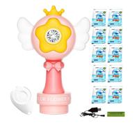 Bubble Machine with Leds, Rechargeable Foam Sprinkler, ABS Material, Battery-Operated for Car Bath, Festival Pool, Lawn Birthday Garden Sensory Play and Wedding Fun, 14x23cm