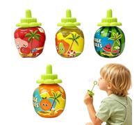 Bubble Makers - 4 Piece Funny Spill Proof Bubble Blowers Inverted Splash Free Fruit Bubbles Bottles For Kids Boys Girls Outdoor Pool Beach Lawn Patio Yard Play