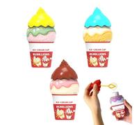 Bubble Solution - 4 Pack Bubble Bottles | Ice Cream Shape BubbleToy - Portable Non Spill Design | Blowing Wand Included | Outdoor Summer Party Favor - Kids Birthday Garden Play