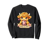 Bubble Tea Addict Highland Cow | Té Boba Rosa Kawaii Sudadera