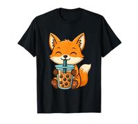 Bubble Tea Boba Zorro Japonés Kitsune Anime Cultura Otaku Camiseta