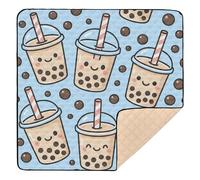 Bubble Tea Buddies - Tapete suave y grueso para gimnasio y actividades para interiores y exteriores, cómodo tapete de actividad para bebé pequeño, 50 x 50 pulgadas