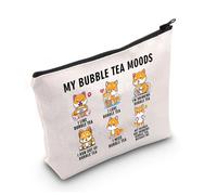 Bubble Tea Shiba Inu Lover Gift My Bubble Tea Moods Bolsa de maquillaje Shiba Inu Mom Organizador de viaje, My Bubble Tea Moods, Retro