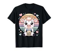 Bubble Tea Vaca Kawaii Amor Té De Boba Pastel Camiseta
