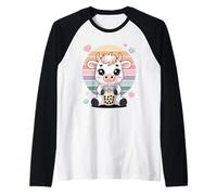Bubble Tea Vaca Kawaii Amor Té De Boba Pastel Camiseta Manga Raglan