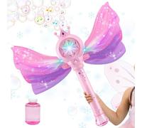 Bubble Wand Machine, Musical Bubble Stick, Glow Foam Maker Toy, Wings Design Blower, Battery Operated Fun, Ideal For Birthday, Christmas, Garden, Indoor, Pool, and Backyard