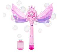 Bubble Wand Machine, Wings Design Stick, Musical Glow Foam Maker, Battery Operated Feature, Automatic Bubble Output, Light-Up Entertainment Tool, Perfect for Birthday, Garden, Pool, (ABS)