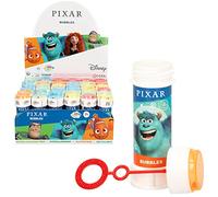 Bubble World Pack 36 pomperos Pixar Buzz Lightyear, Toy Story, Nemo, Mérida, Brave 60 ml, Regalos cumpleaños, decoración Infantil, Juguete Burbujas jabón (77288)