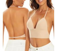 BUBBLEFOX Sujetadores de Espalda Baja para Mujer - Top Triangular sin Aros sin Costuras, Sujetador Invisible de Espalda Descubierta