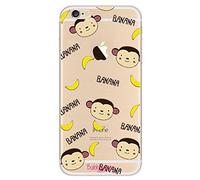 Bubblegum® para modelos iPhone colección con diseño de animales - funda gel TPU suave y protectora, Monkey & Banana, iPhone 4 4s