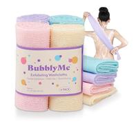 BubblyMe Paquete de 4 paños exfoliantes coreanos para ducha, limpieza profunda diaria y piel brillante, secado rápido