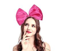 Bubbmi Diadema grande con lazo para mujer, diadema de gran tamaño, para fiesta de cumpleaños, festival, fiesta, disfraces, accesorios para el cabello para niñas (rosa intenso satinado)