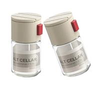 BUBEFSKD 2 Piezas Botellas de Vidrio Estructura Multiusos Y Caja de Contenedor de Salero Regulado Para Cocineros Caseros Calificados Doble Función Cocina Dispensador De Sal