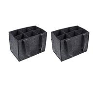 BUBEFSKD 2 soportes para botellas de alta calidad hechos de tela gruesa de 6 compartimentos y ergonómicos para fiestas o regalos (118 caracteres). Bolsa de vino para eventos y celebraciones, gris