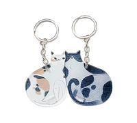 BUBEFSKD 2pcs lindo llavero de madera para mujeres hombres llavero coche dibujos animados rompecabezas coincidente llaveros novio pareja regalo creativo llavero de madera, 3 Gatos, Talla única