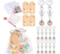 BUBEFSKD 30pieces Angelic Wing Llavero Colgante para Bautizo y Salas de Boda con Tarjeta de Agradecimiento Y Bolsas de Organza Drawess Tarjeta de agradecimiento
