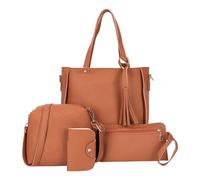 BUBEFSKD 4 piezas de moda mujeres PU cuero crossbody bolso bandolera casual handbg titular de la tarjeta para mujeres y niñas moda bolsa de hombro colección, Marrón Luxury, Belleza masiva