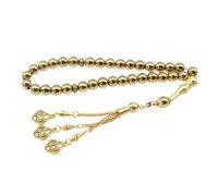 BUBEFSKD Artesanía 33 Perlas Misbaha Artificial Turkorizado Cuentas De Oración Para Reflexión Espiritual Y Regalo Cultural Dar Musulmanes Tasbih, dorado, Talla única