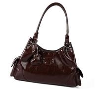 BUBEFSKD Bolso de hombro coreano de estilo coreano con asa de amor, construcción de PU resistente al desgaste, compartimento organizado, cartera de lujo con forma de corazón, marrón