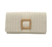 BUBEFSKD Bolso de hombro tejido a mano para mujer, bolso de playa, moderno, caja cruzada de paja, cordones de cadena, mensajeros, bolso de sobre, todo a juego, paja, playa, hombro, Blanco