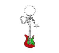 BUBEFSKD Bonito llavero de guitarra con colgante de moda Y2K para coche, anillo de amuleto, pendiente, bolsa, clip para el pelo, accesorios de Navidad, vintage, pendientes de estetica, llavero, H, Red