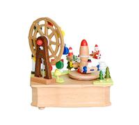 BUBEFSKD Caja de música de madera hecha a mano con rueda giratoria navidad avión volador figura ornamento musical y decoración de oficina regalo música decoración de madera