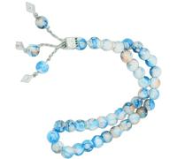 BUBEFSKD Cómoda y ligera oración de cuentas de resina de cristal pulsera budista 33 cuentas joyería espiritual para rituales de atención plena pulsera de cuentas de vidrio, talla única, como se