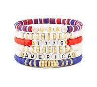 BUBEFSKD Conjunto de pulsera multicapa ajustable hecha a mano suave hechizo de arcilla adecuada para trajes elegantes joyería de fiesta en la playa, talla única, como se describe