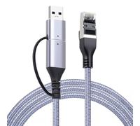 BUBEFSKD Convertidor RJ45 de aleación de aluminio | Cable trenzado de PVC | Plug Play Gigabit Ethernet conexión tipo C Ethernet