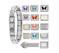 BUBEFSKD Cuentas De Eslabones con Dijes Italianos Únicos Accesorios Joyería para Encontrar Joyas Textura Acero Inoxidable Adecuada para La Fabricación Pulseras Conjunto Pulsera con Dijes