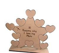 BUBEFSKD Decoraciones de madera hechas a mano para el Día de la Madre 10 Razones por las que Yo Mi Madre Señoras Señoras Mujer Regalo Aniversario Decoración Hogar Vela Velas Amor