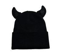BUBEFSKD Divertido Crochet Halloween Casual Cap Y2K Girl Hot Girls Picture Prop Punto Cuerno de Diablo para Invierno Diablo