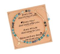 BUBEFSKD Elegante brazalete de fe y tarjeta de mensaje inspiradora. Joyería espiritual regalo para bautizos confirmaciones. Pulsera especial de crucifijo premium con tarjeta inspiradora, talla única