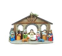 BUBEFSKD Elegante juego de figuras de belén de la Sagrada Familia, resina no tóxica, perfectas para decoraciones de mesa de temporada, adornos navideños de resina