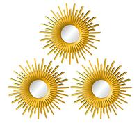BUBEFSKD Espejo dorado para decoración de pared conjunto de 3 adornos colgantes Art Supplies espejo de pared de oro